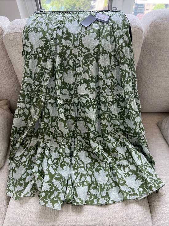 Maje Dresses & Skirts - Maje Olive Green and White Floral Tiered Maxi Skirt